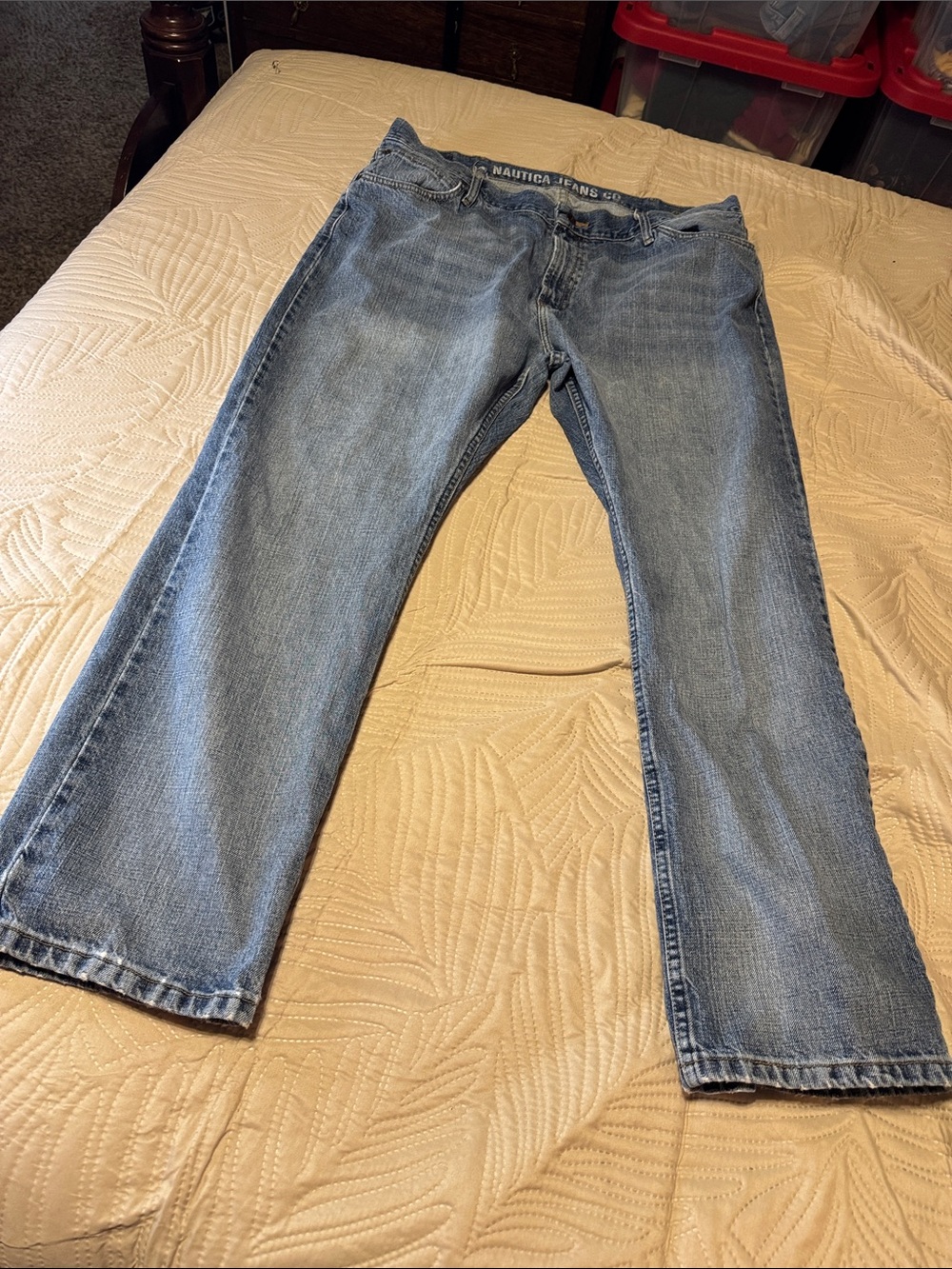 Nautica Men's Medium Wash Straight Jeans - Light Blue Denim Sz per tag 40/30